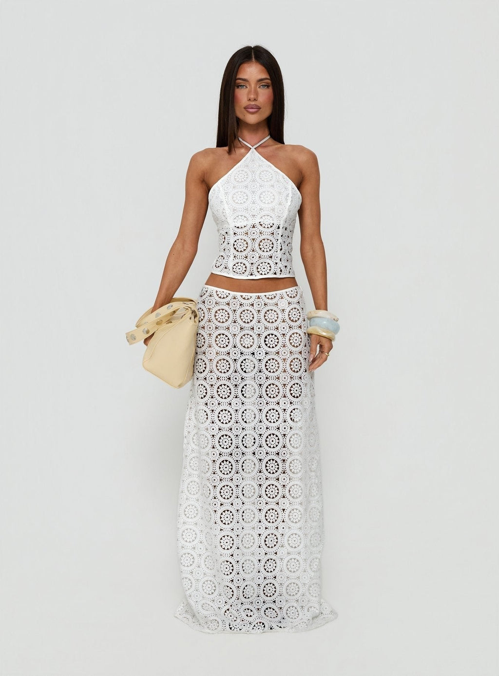 Starting Fresh Crochet Arrowneck Top White