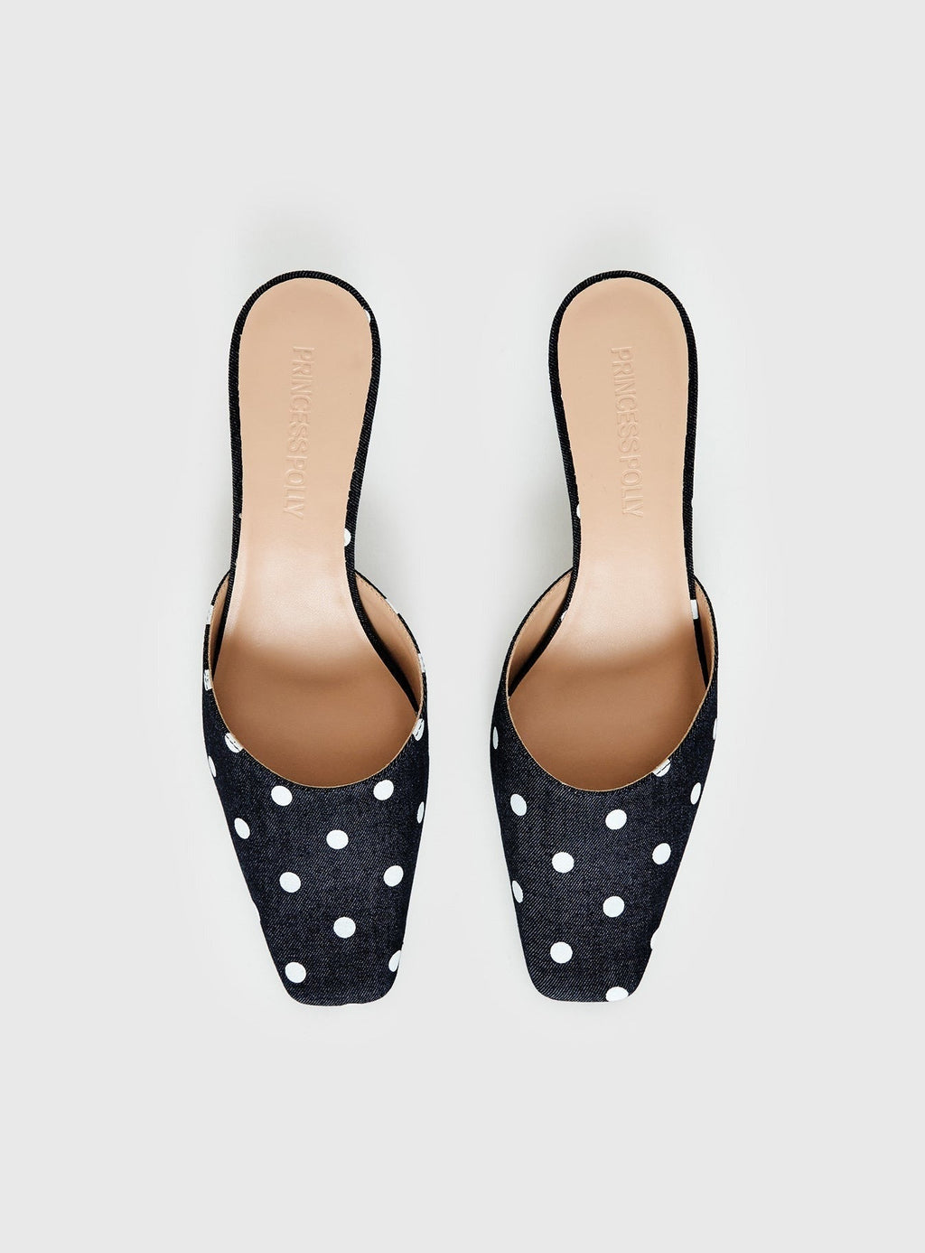 Kaelina Kitten Heels Denim Polka