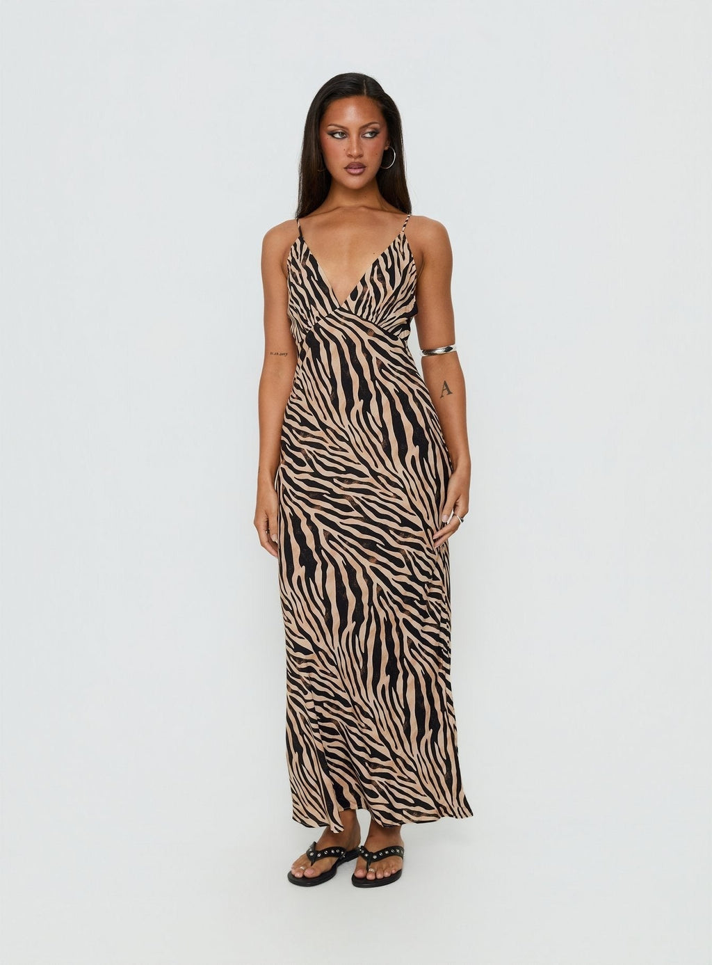 Cherilynn V Neck Maxi Dress Zebra