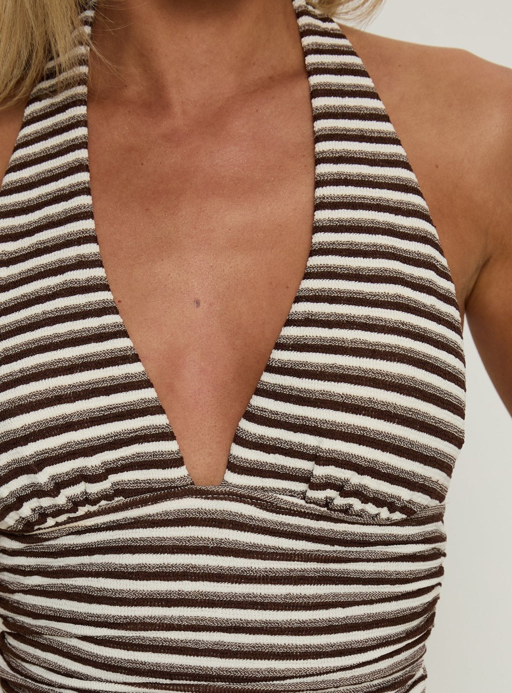 Socorro Halter Top Brown Stripe