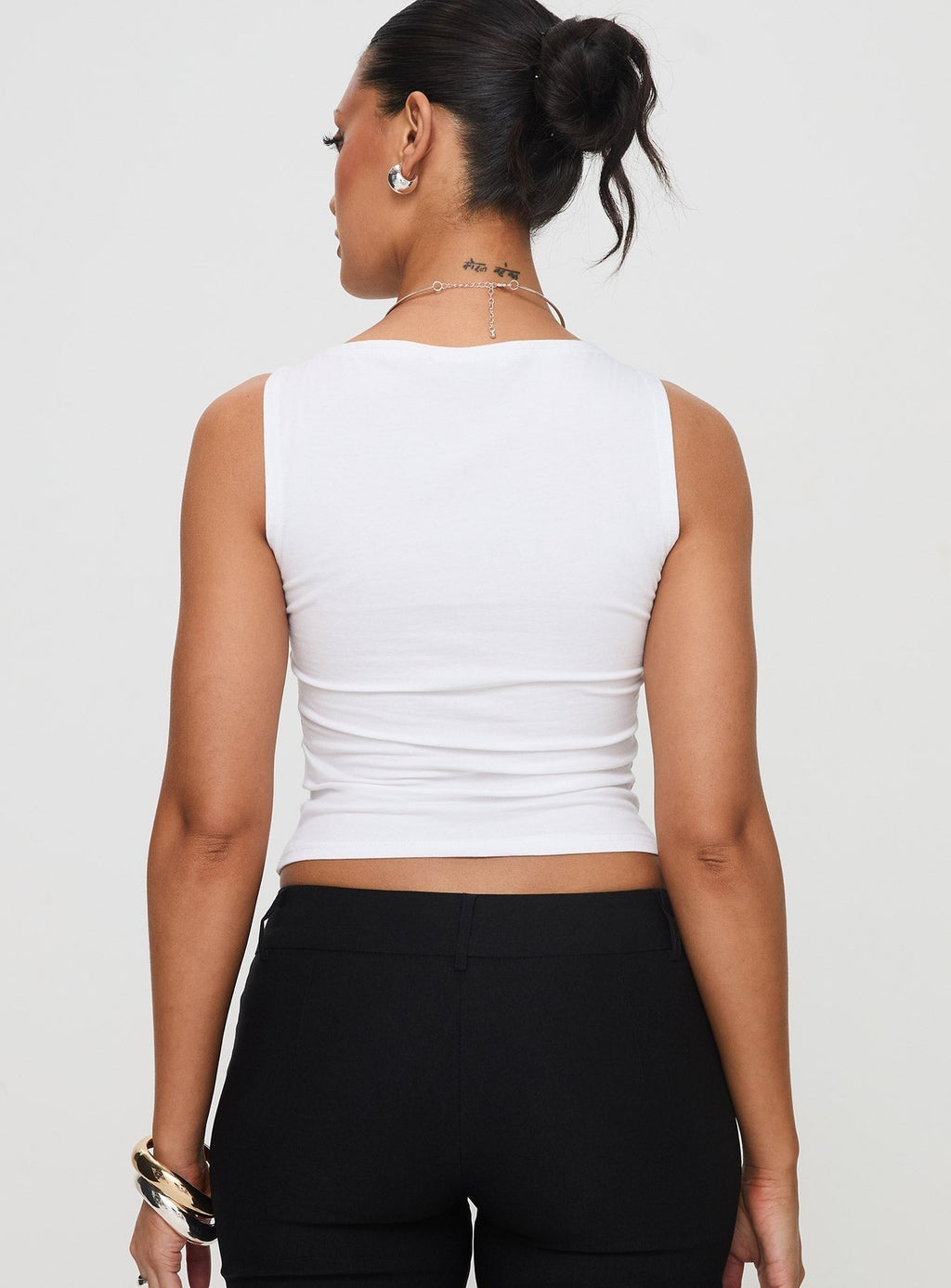 Fitzy High Neck Top White