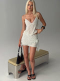Tanelle Layered Mini Skirt White Polka Dot