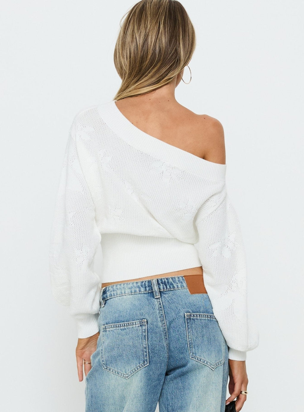 Lalola Asymmetrical Knit Jumper White