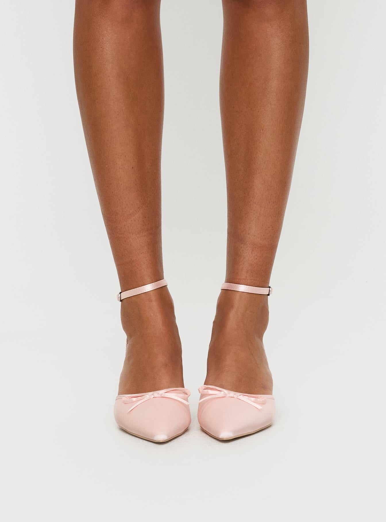 Clio Satin Pointed Toe Heels Baby Pink