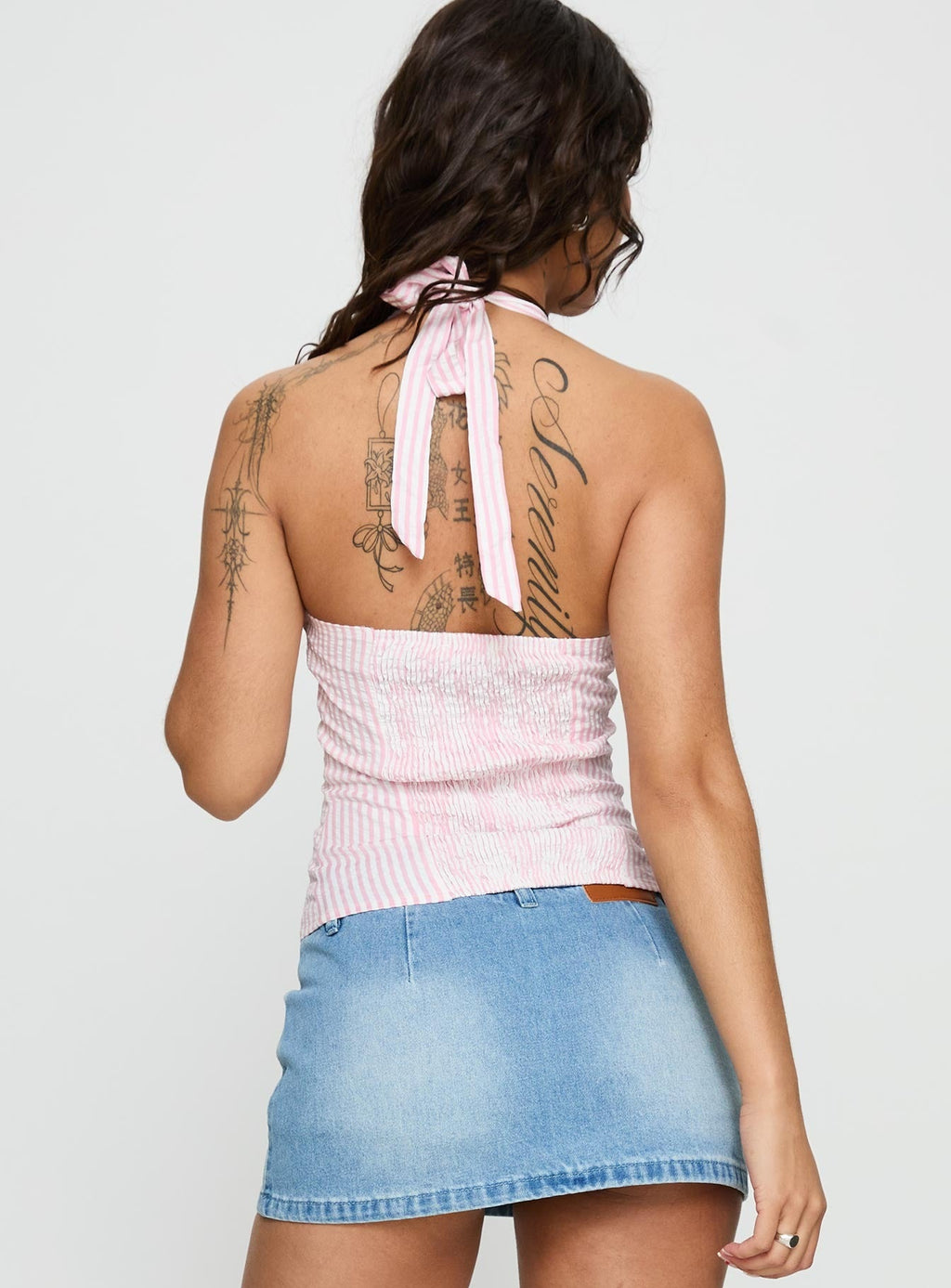 Old Friend Halter Top Pink Stripe