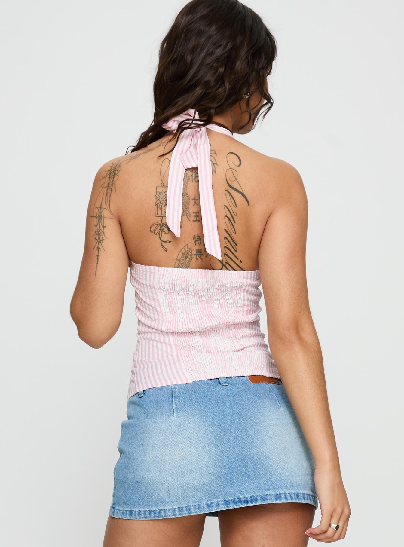 Old Friend Halter Top Pink Stripe