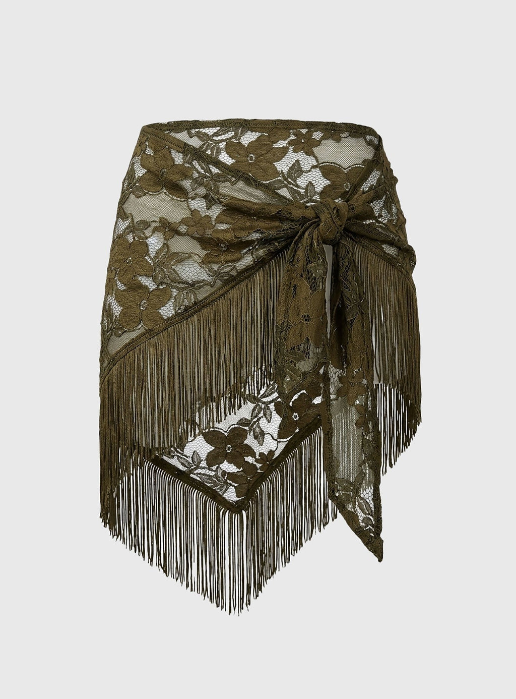 Elizebeth Tie Waist Tassel Belt Khaki