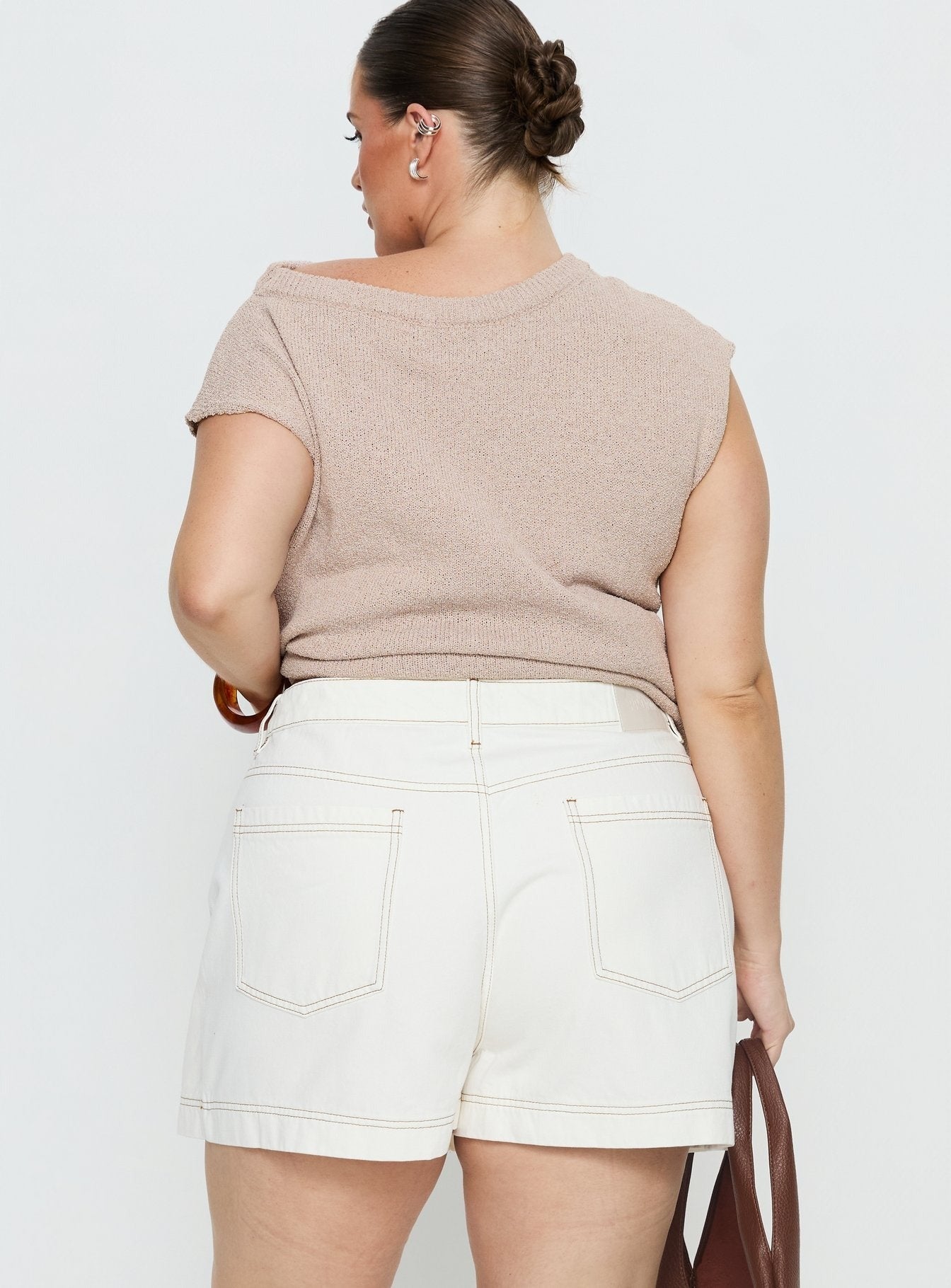 Katlynne Denim Mini Skort White Curve