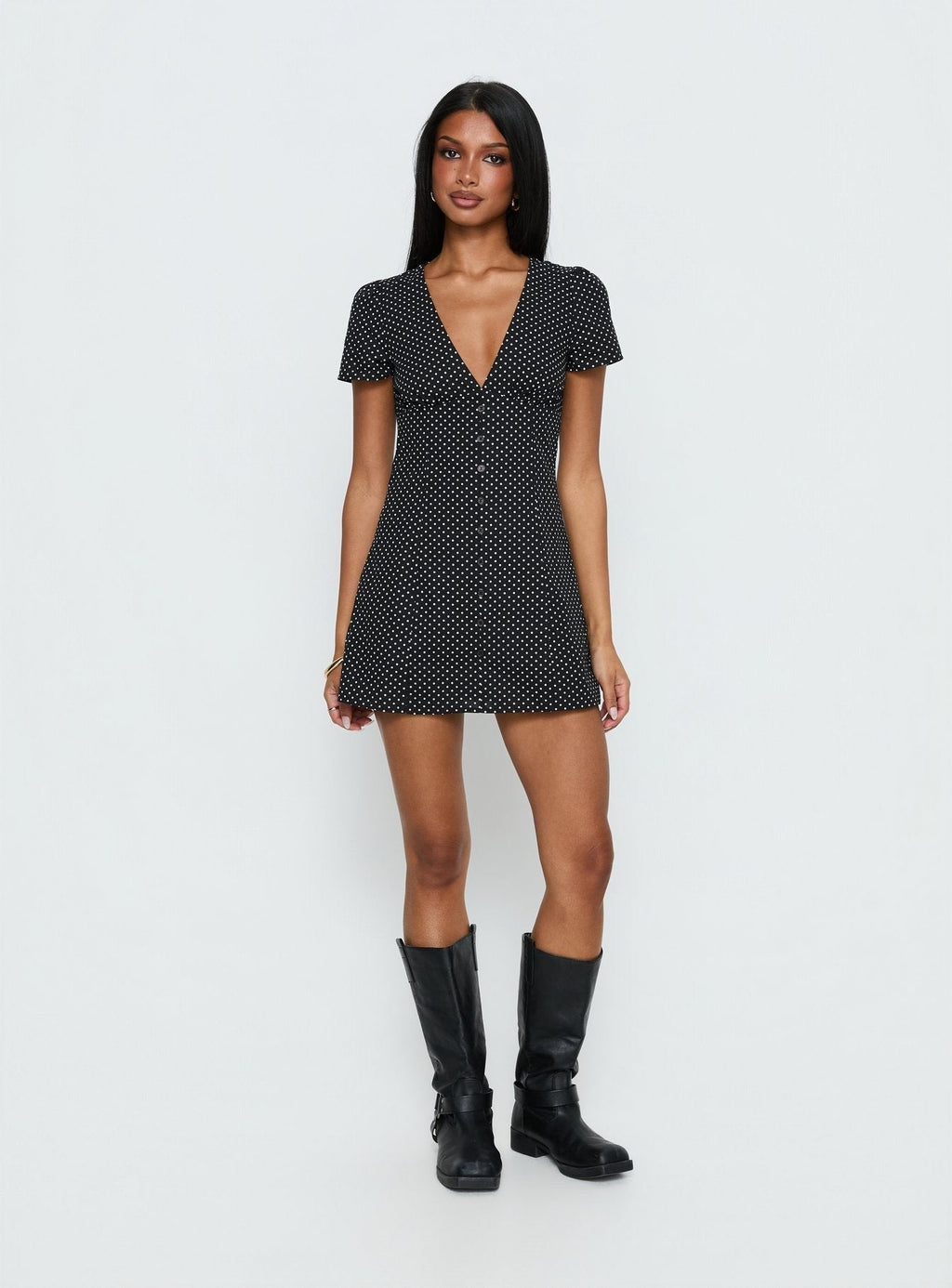 Loveliness Romper Black Polka