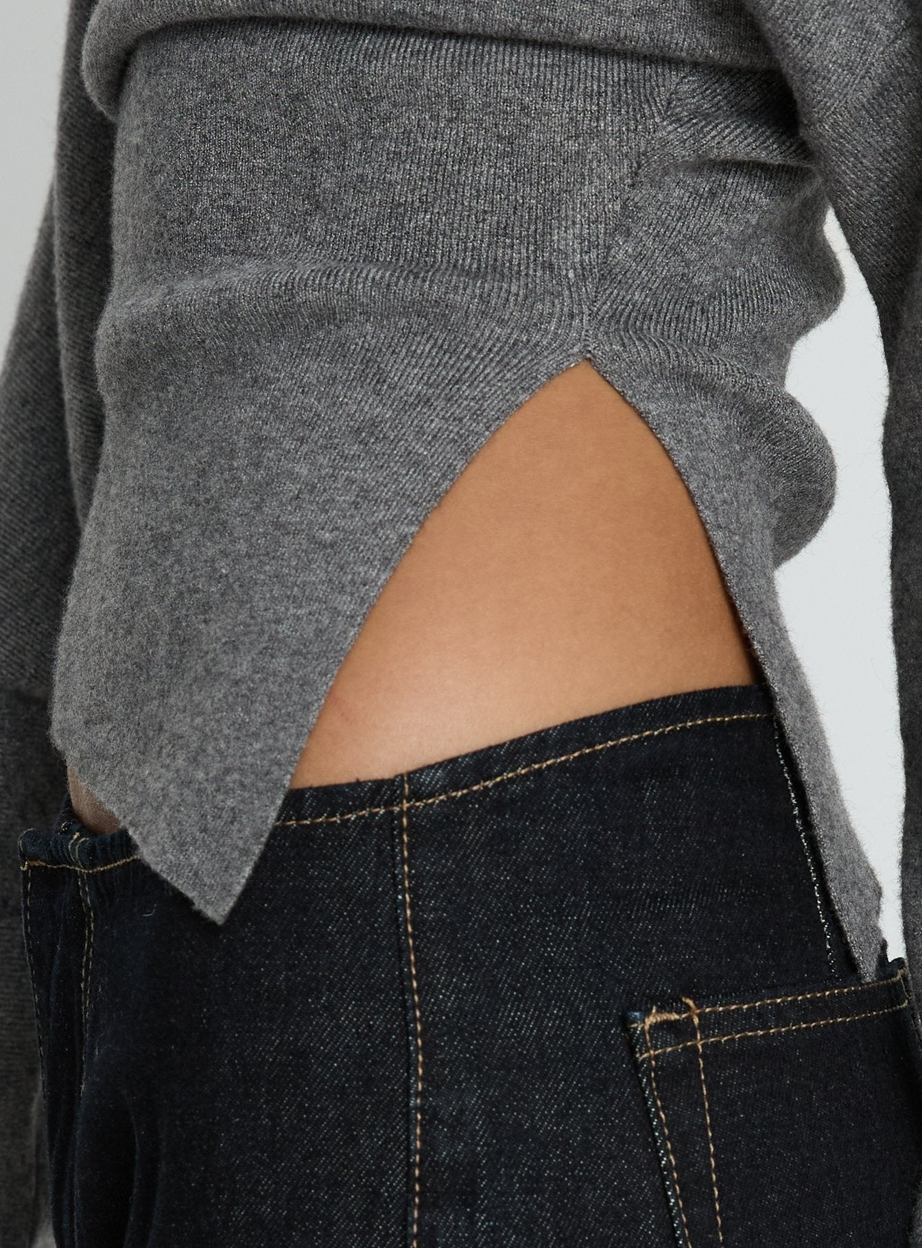 Kaelith Off shoulder Knit Sweater Dark Grey