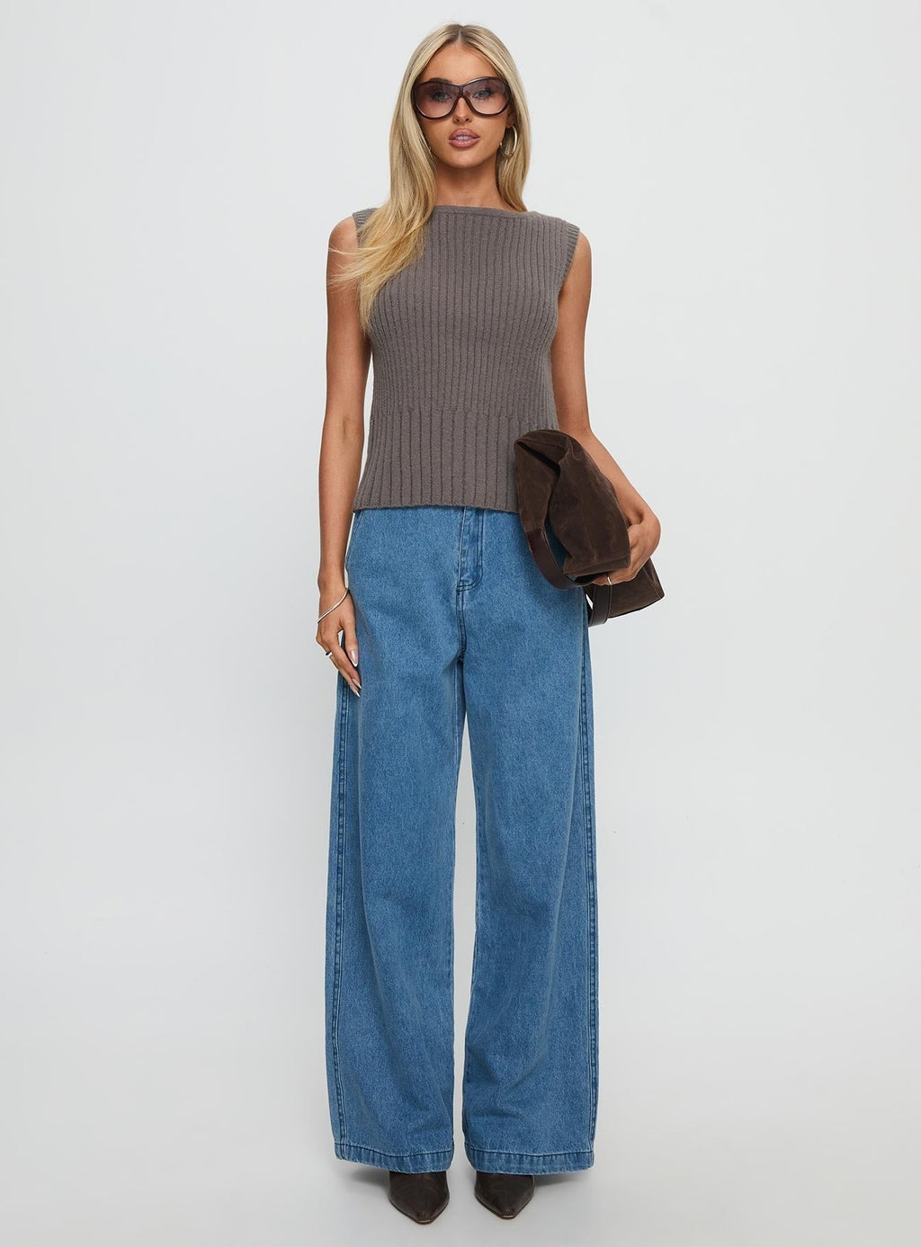 Seeker Mid Rise Wide Leg Jeans Denim