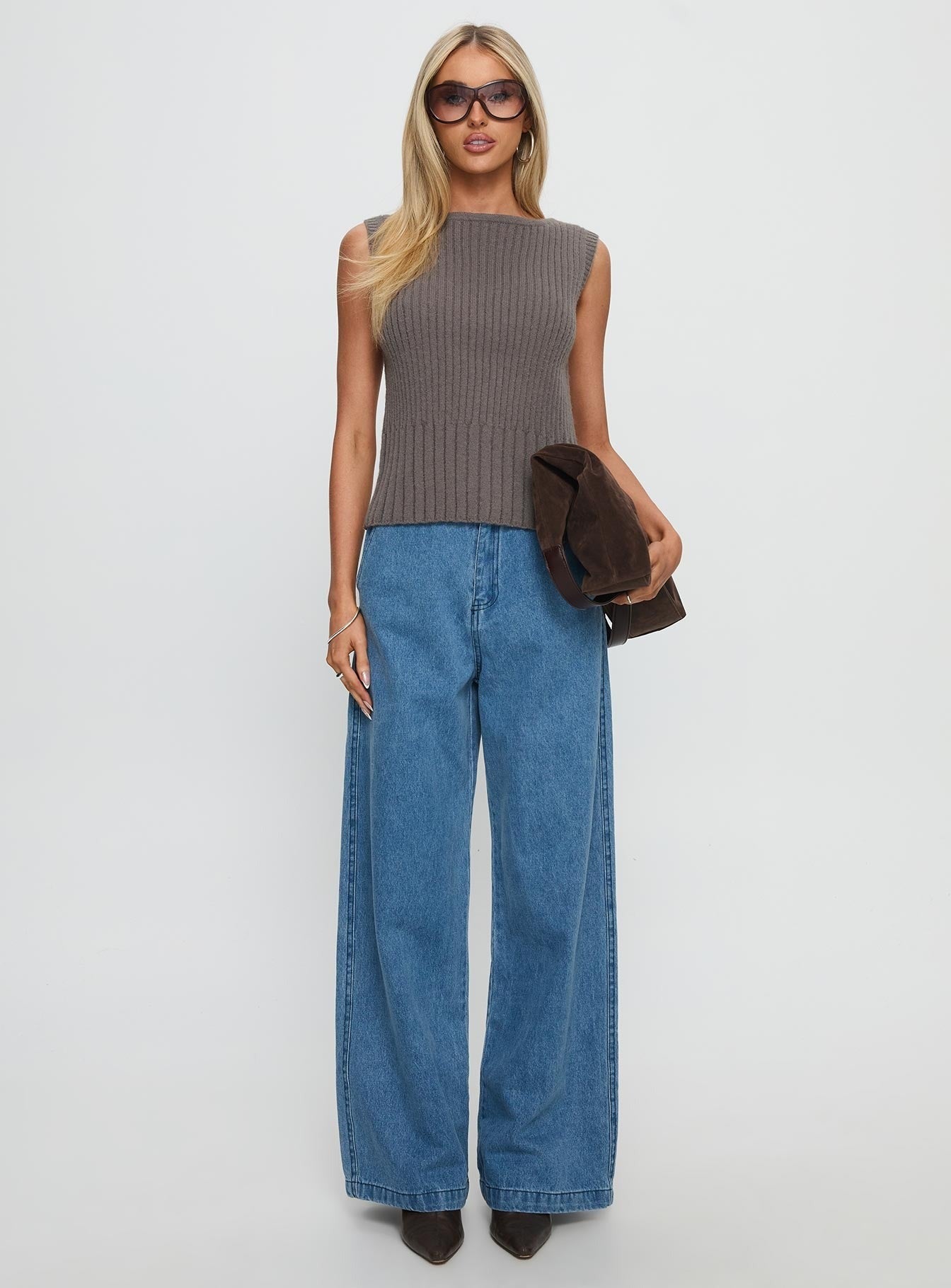 Seeker Mid Rise Wide Leg Jeans Denim