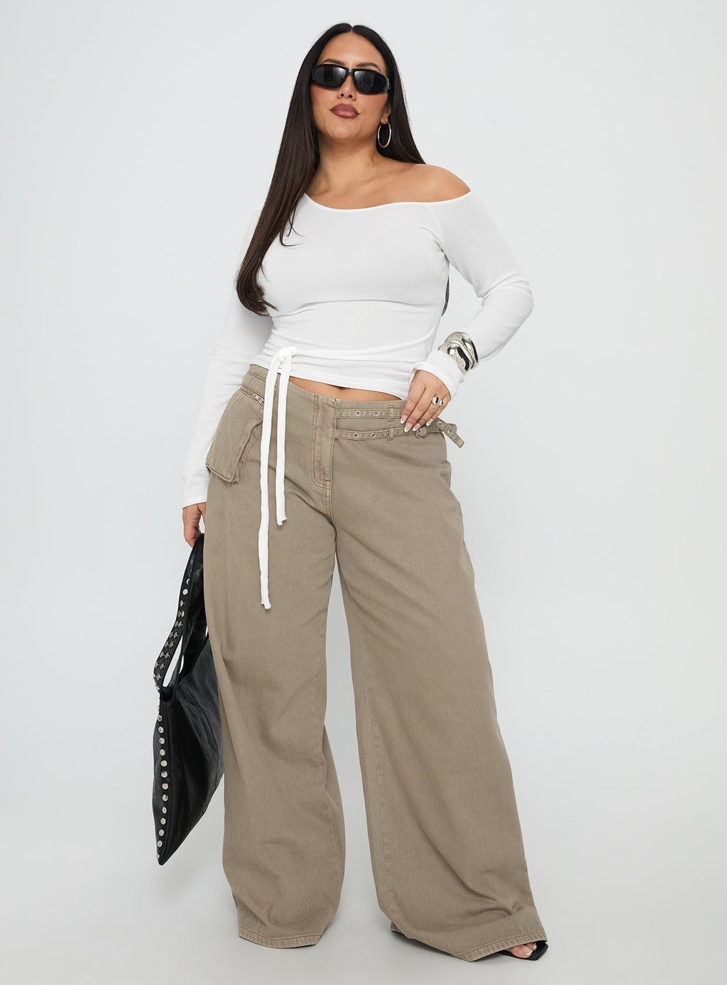 Paltrow Cargo Jeans Washed Brown Curve