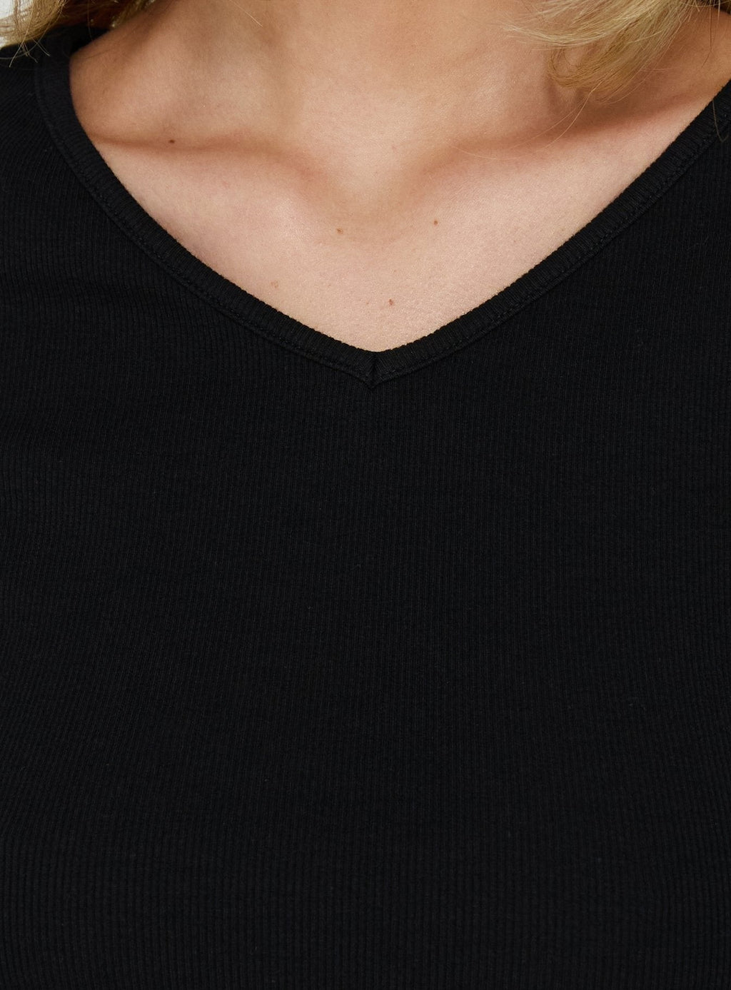 Bridgeta V Neck 3/4 Sleeve Top Black