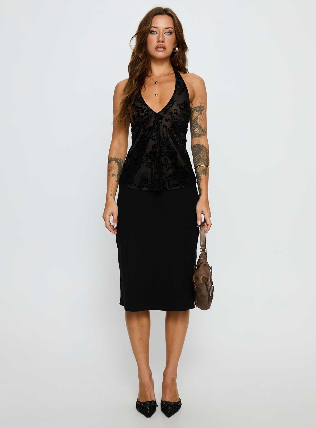 Eccentric Halter Top Black