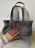 Views Of Capri Faux Suede Buckle Shoulder Bag Charcoal