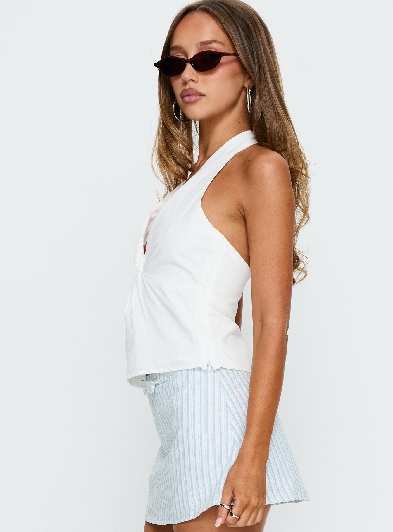 Darci Twist Halter Top White