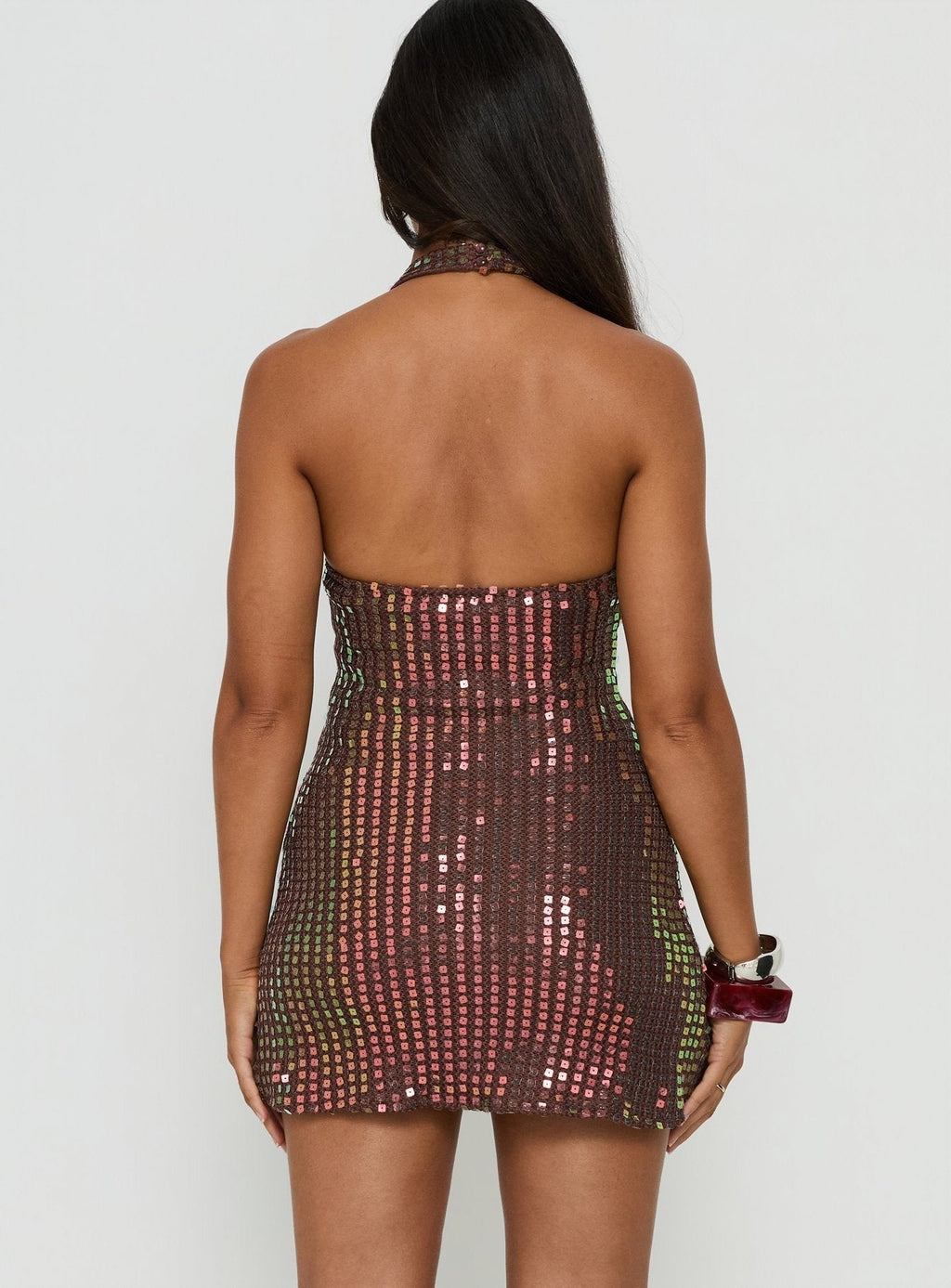 Codamo Mini Dress Dark Brown Shimmer