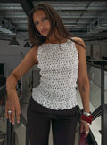 Marleene Shirred Top White Polka