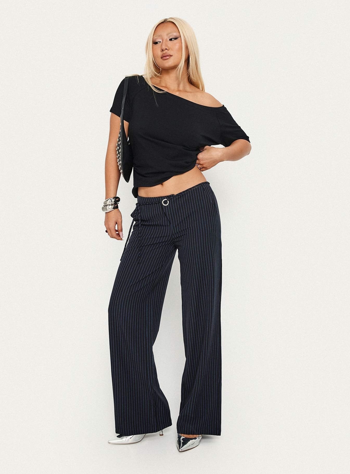Nanami Tie Side Pant Navy Pinstripe