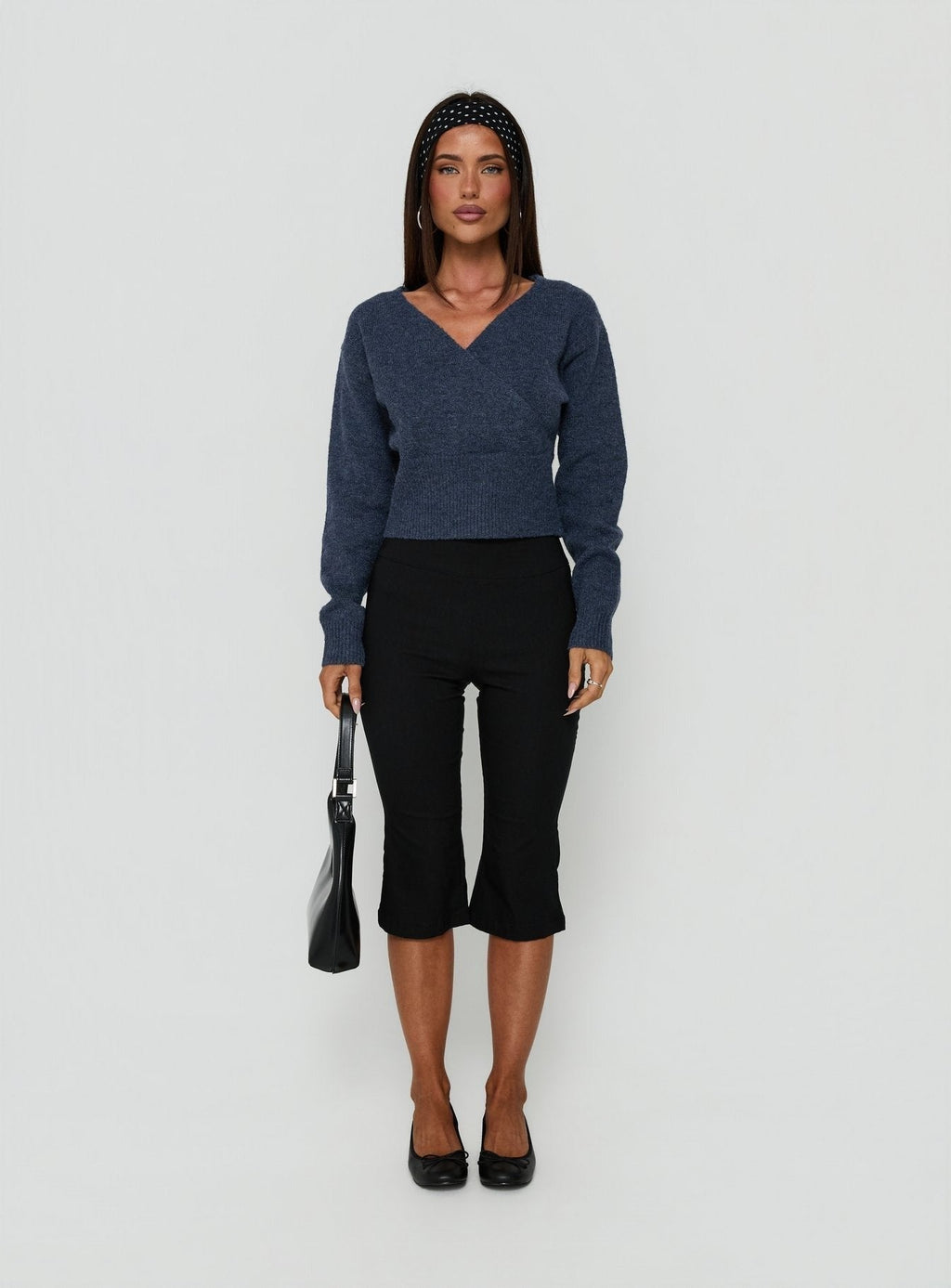 Myala Wrap Knit Sweater Navy