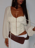 Gypsie Blouson Long Sleeve Corset Top Antique White