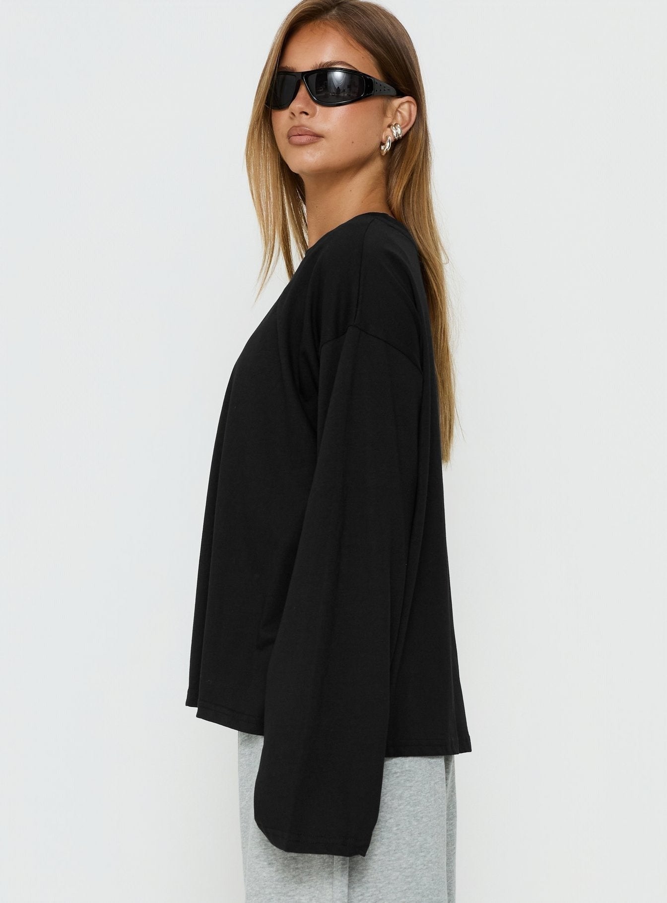 Settle Down Long Sleeve Top Black
