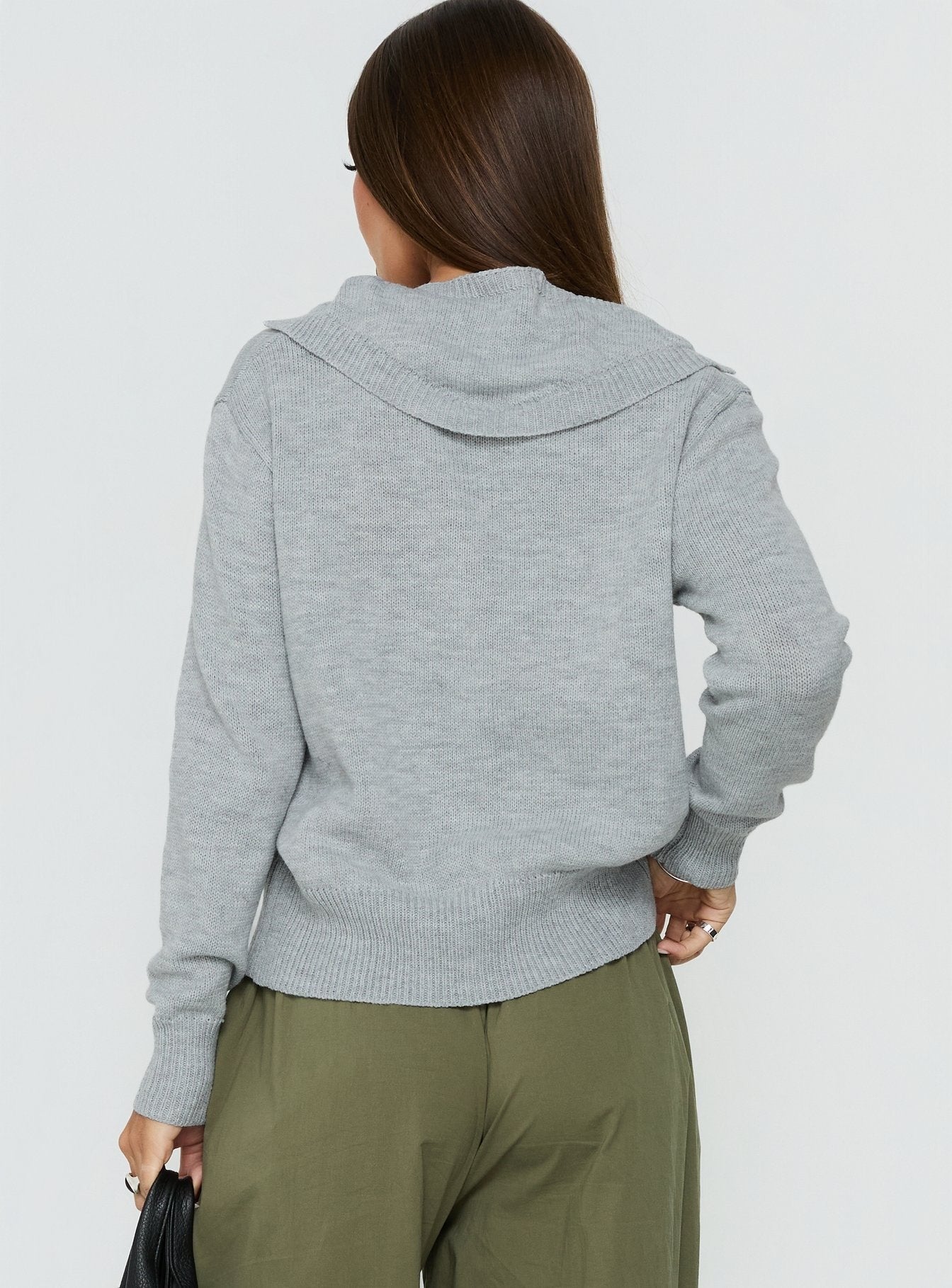 Pippy Scarf Tie Sweater Light Grey