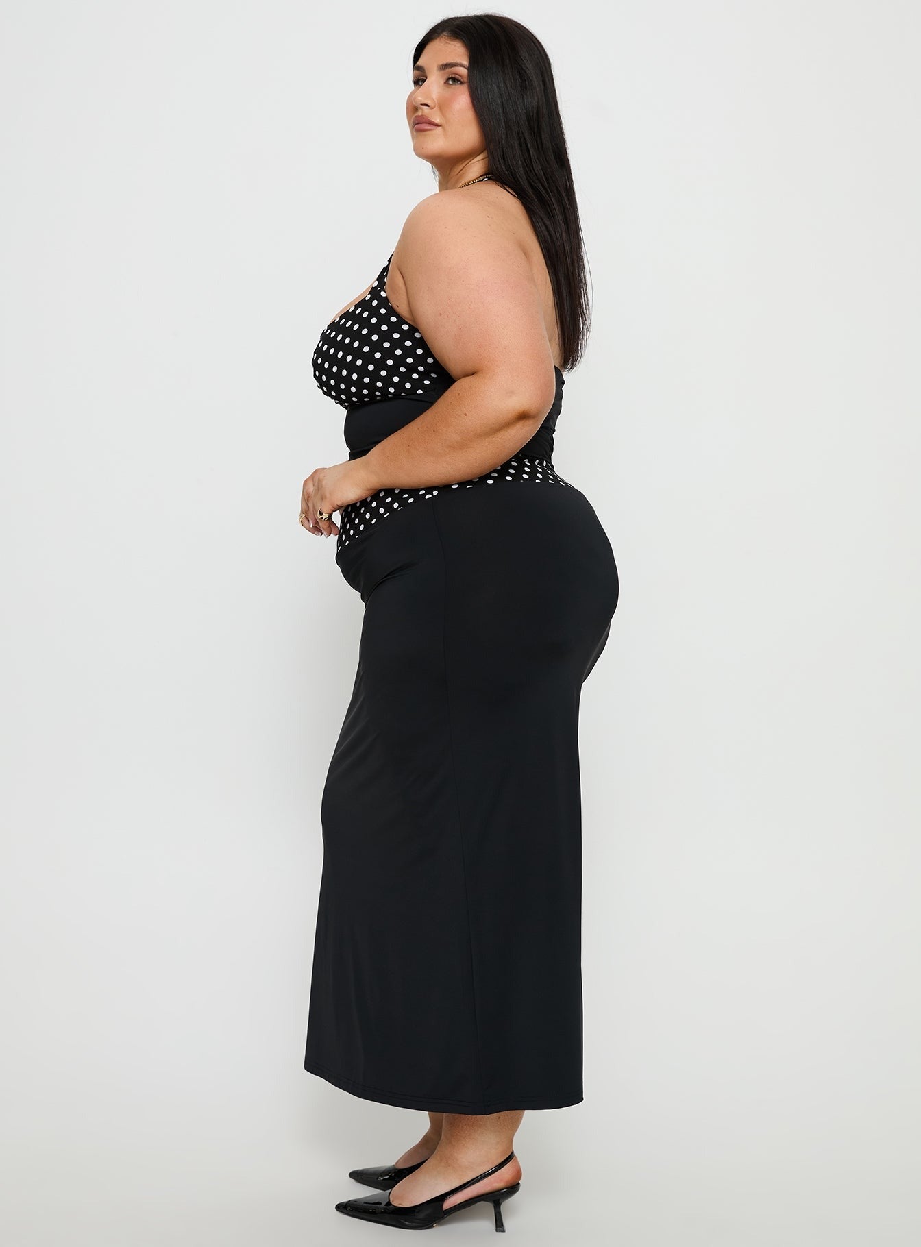 Norelle Halter Set Black Polka Curve