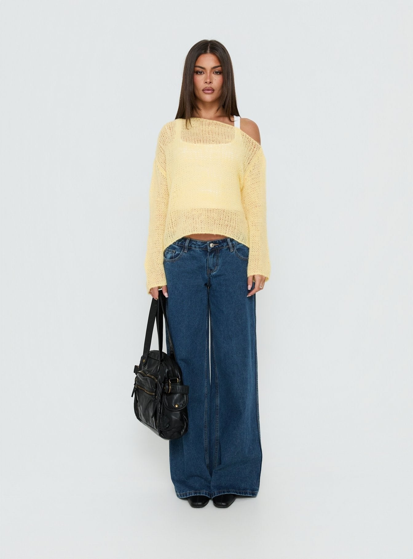 Othilia Off Shoulder Knit Jumper Yellow
