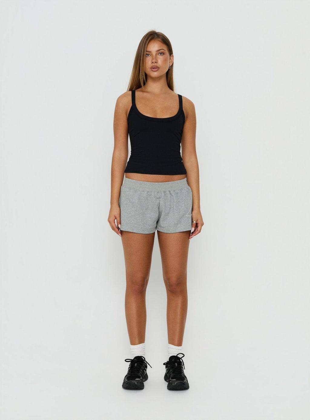 Kohdie Applique Fleece Micro Shorts Grey Marle