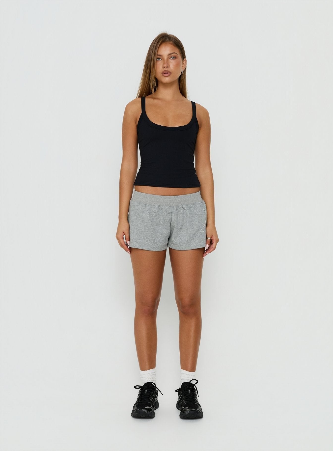 Kohdie Applique Fleece Micro Shorts Grey Marle