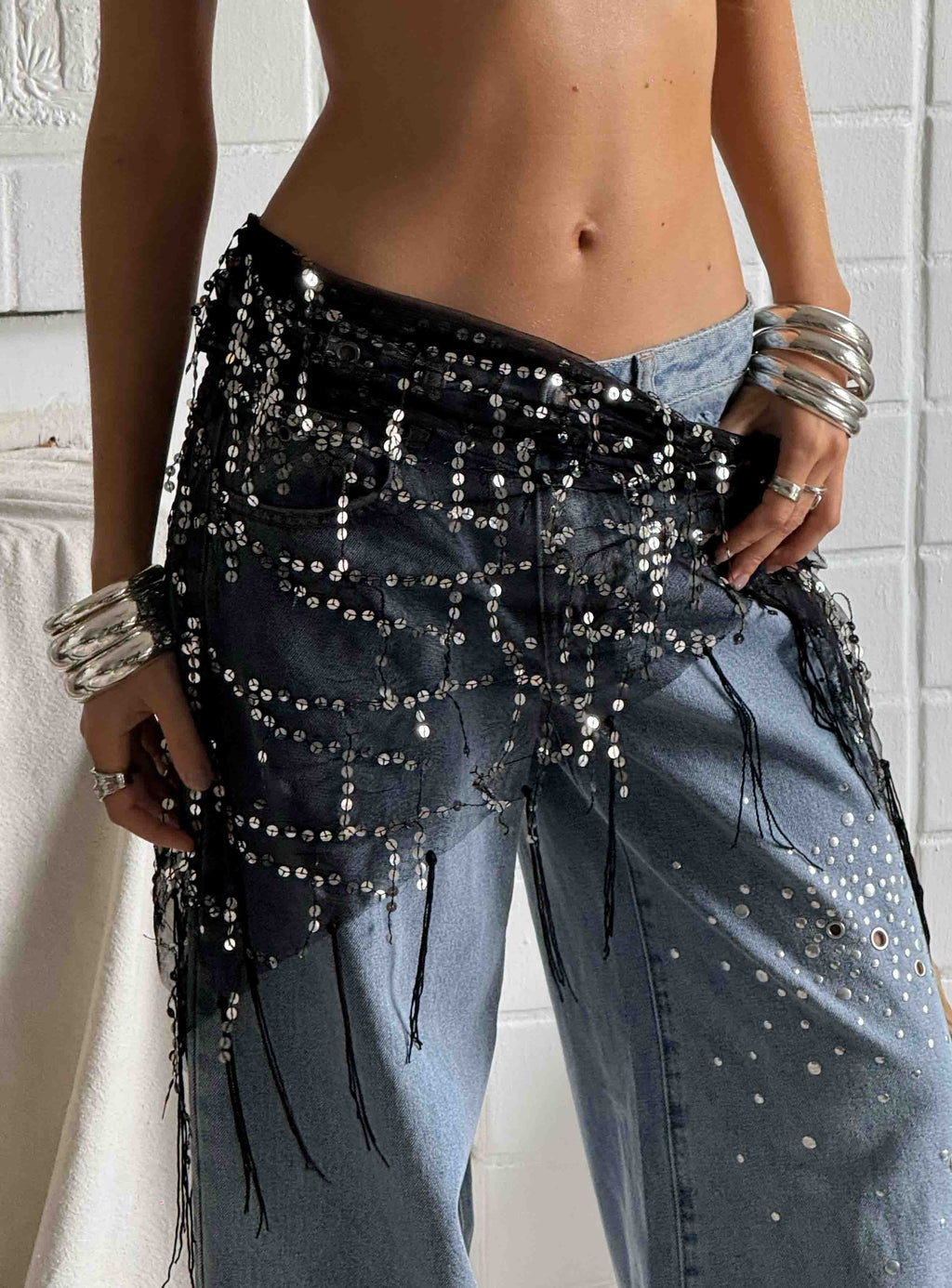Eager Heart Sarong Sequin Black / Silver