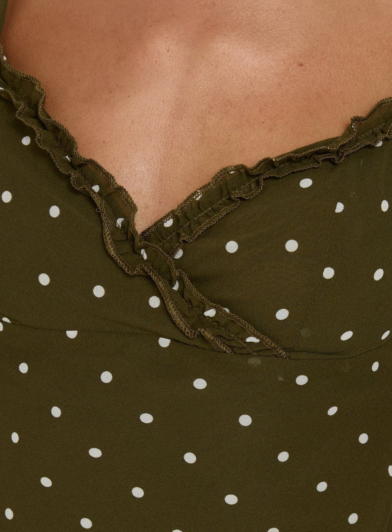 Mishy Scarf Detail Cami Top Olive Polka