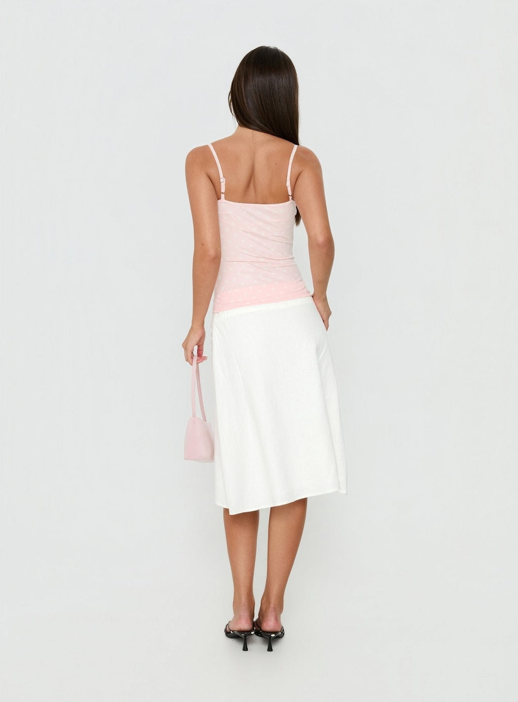 Such Delight Linen Midi Skirt White