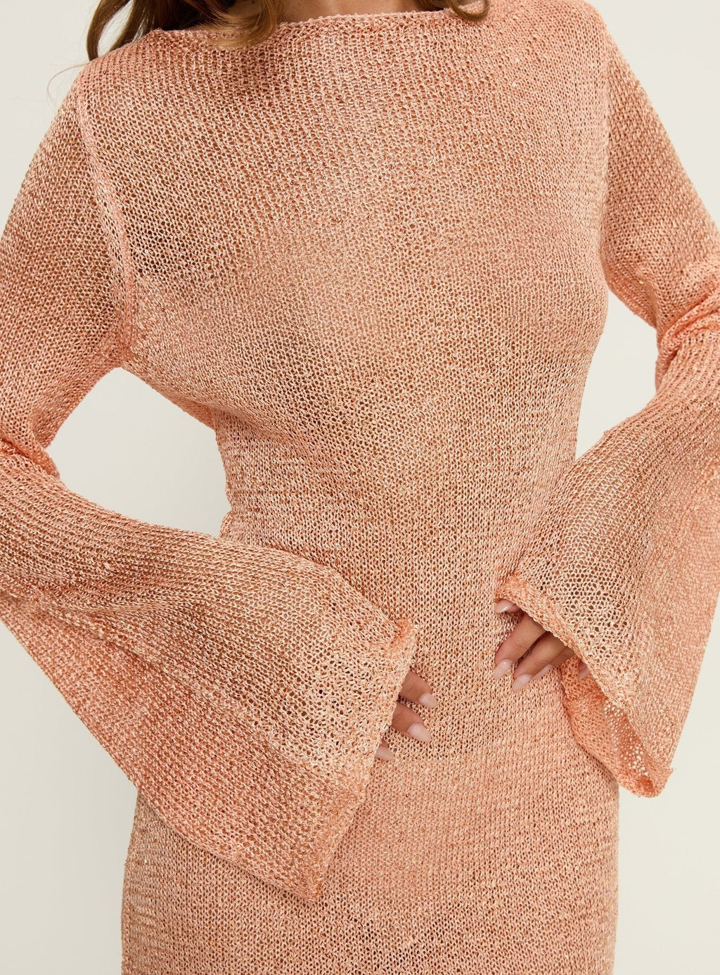 Saidee Long Sleeve Knit Mini Dress Orange