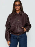 Jaxton Faux Leather Jacket Burgundy