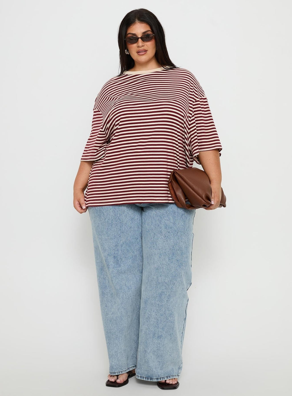 Kieryn Oversized Top Red Stripe Curve