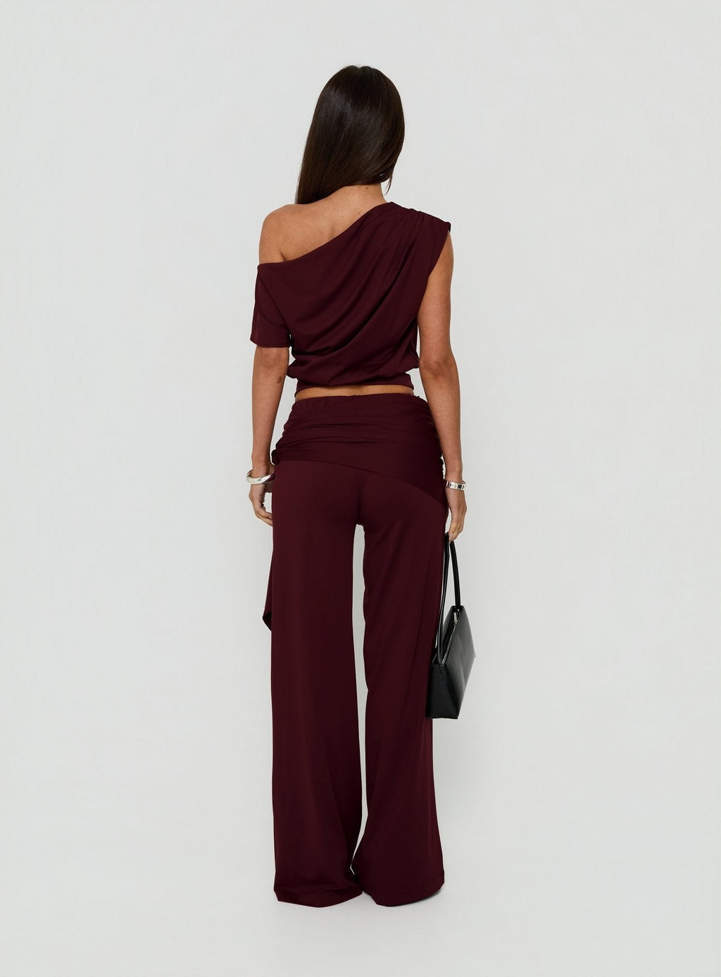 Hadlia Tie Waist Pants Burgundy