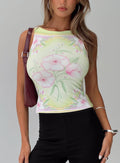 Caledonia Graphic Top Green Floral