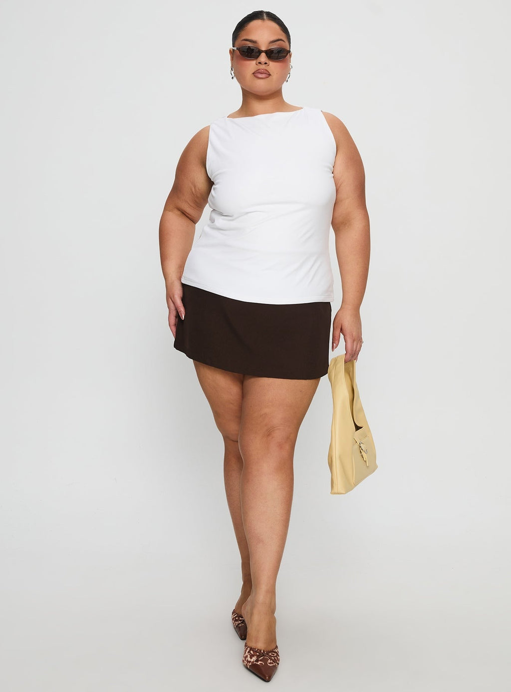 Lose Your Number High Neck Top White Curve