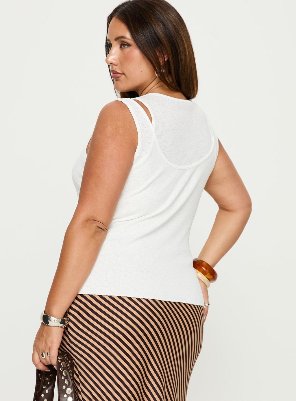 Ceyla Layered Tank Top White Curve