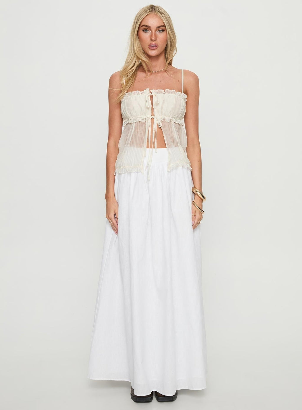 Levonne Textured Layered Bust Shirt Cream