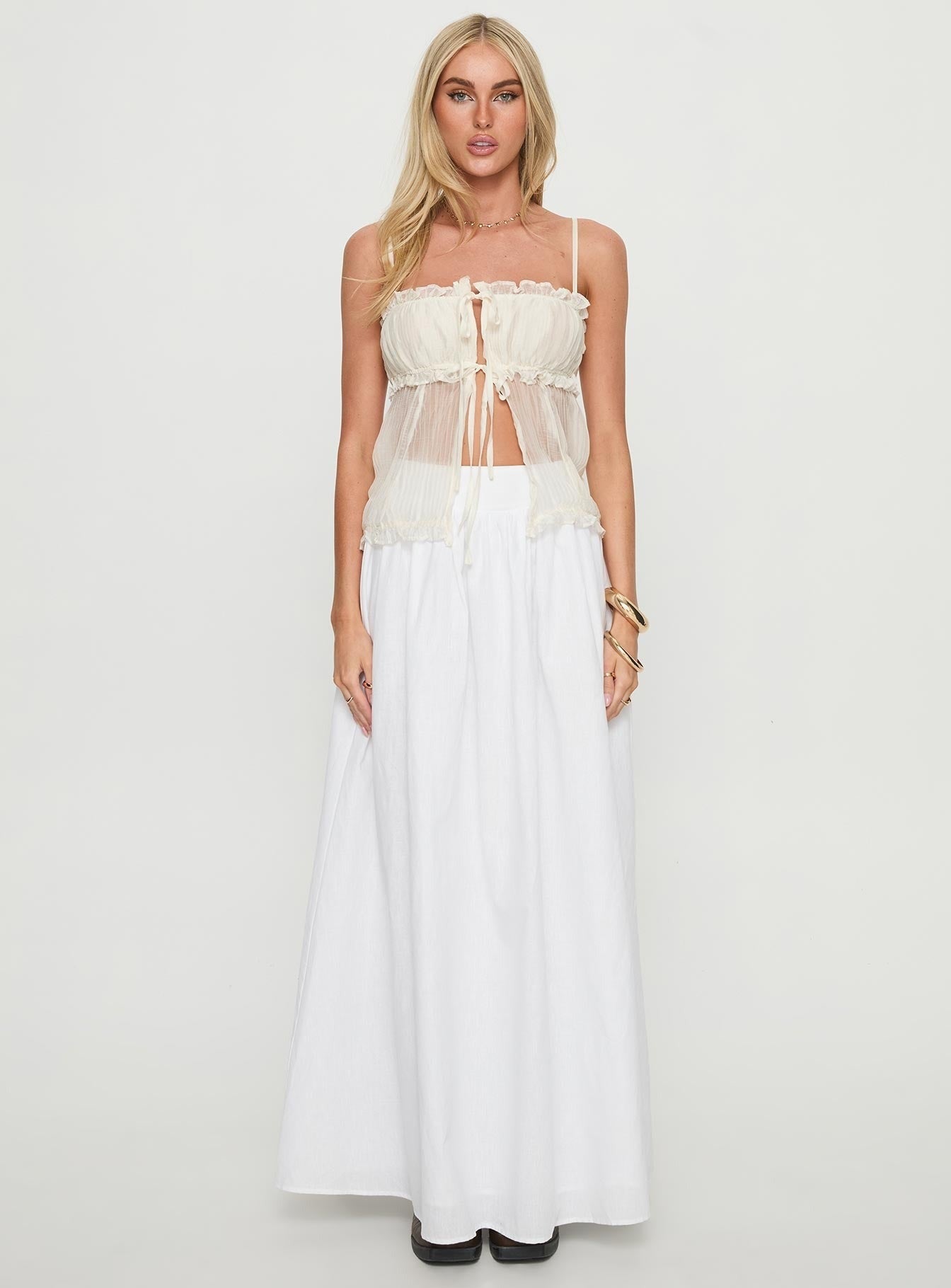 Levonne Textured Layered Bust Shirt Cream