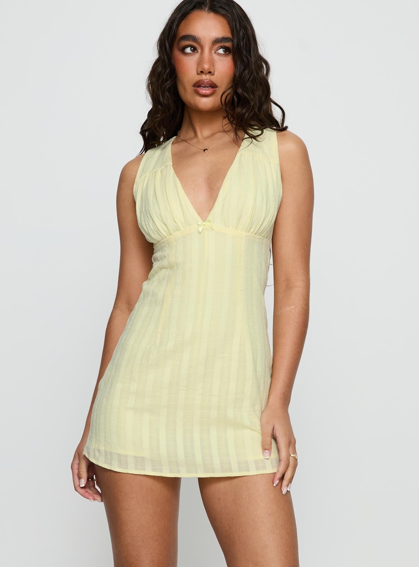 Kristol Plunge Neck Romper Yellow