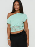 Marienna One Shoulder Lace Top Turquoise