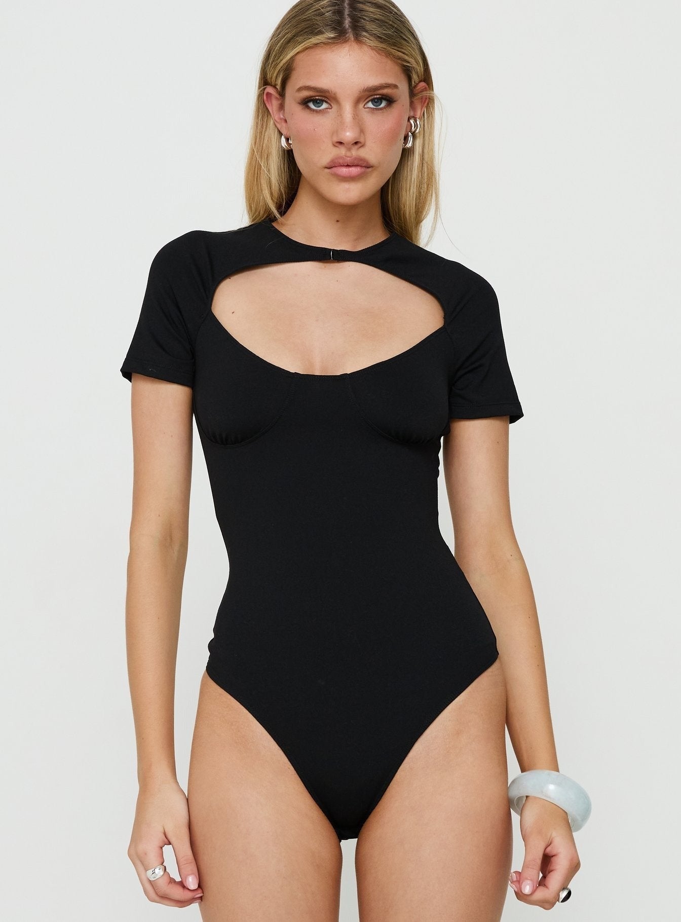 Giallo Solid Bodysuit Black