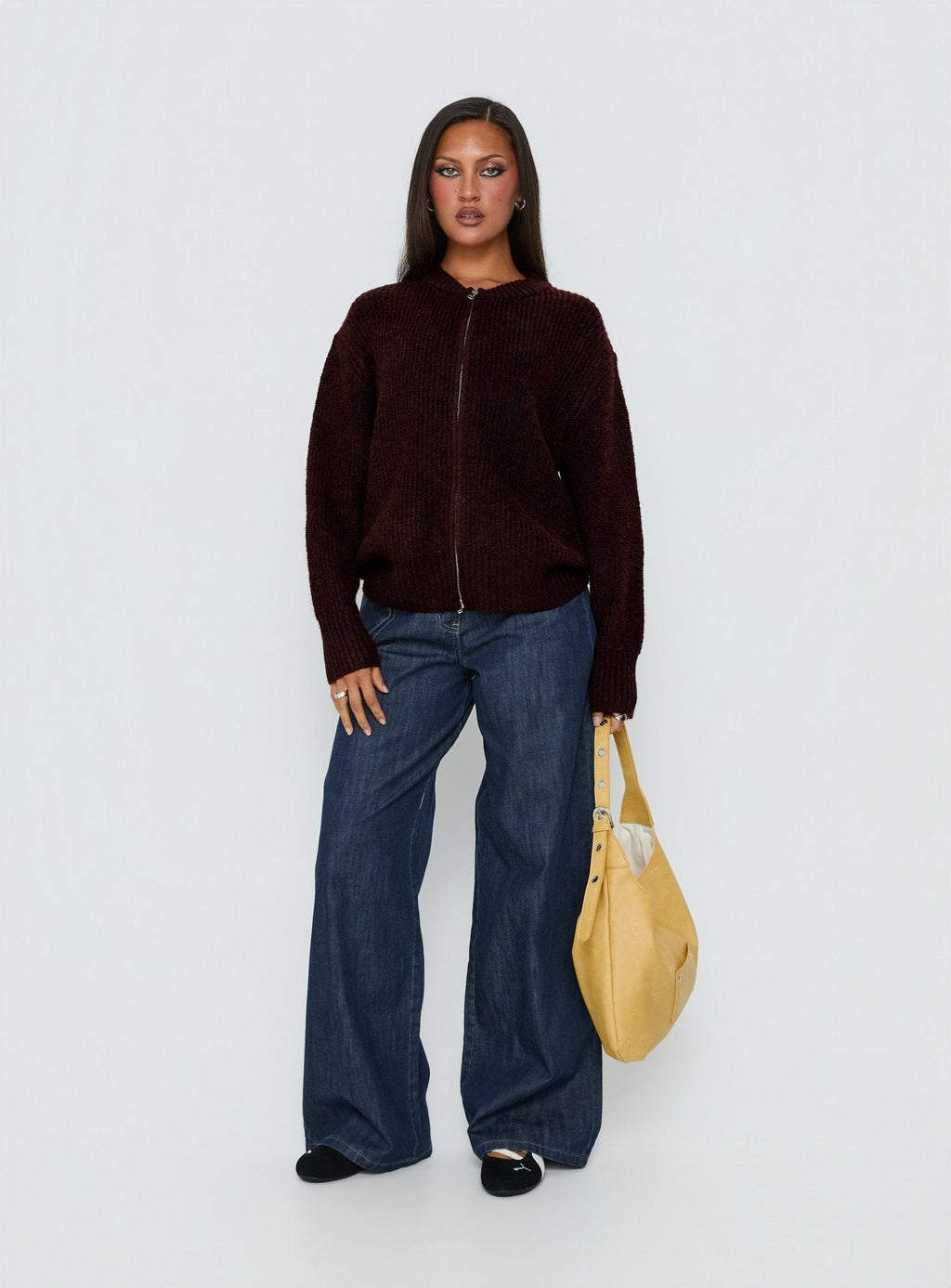 Lexene Zip Through Jumper Plum
