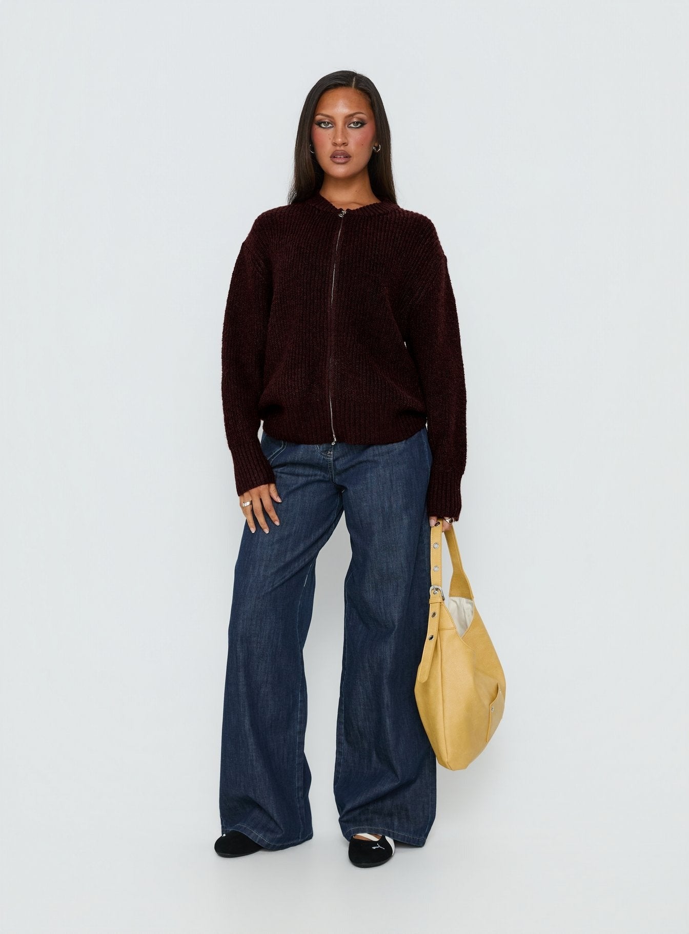 Lexene Zip Through Jumper Plum