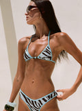 Cirene Triangle Beaded Bikini Top Zebra / Blue